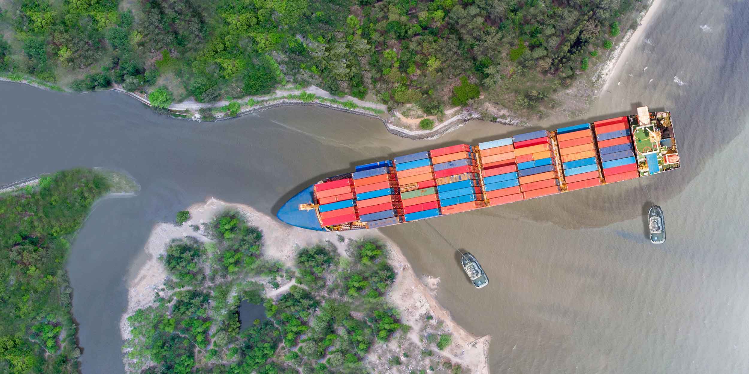 cargo ship on a river