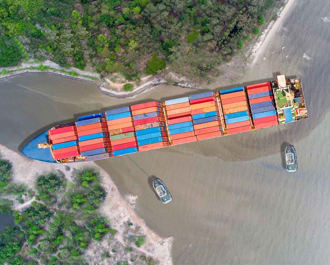 cargo ship on a river