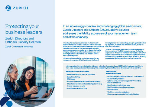 zurich directors and officers factsheet cover
