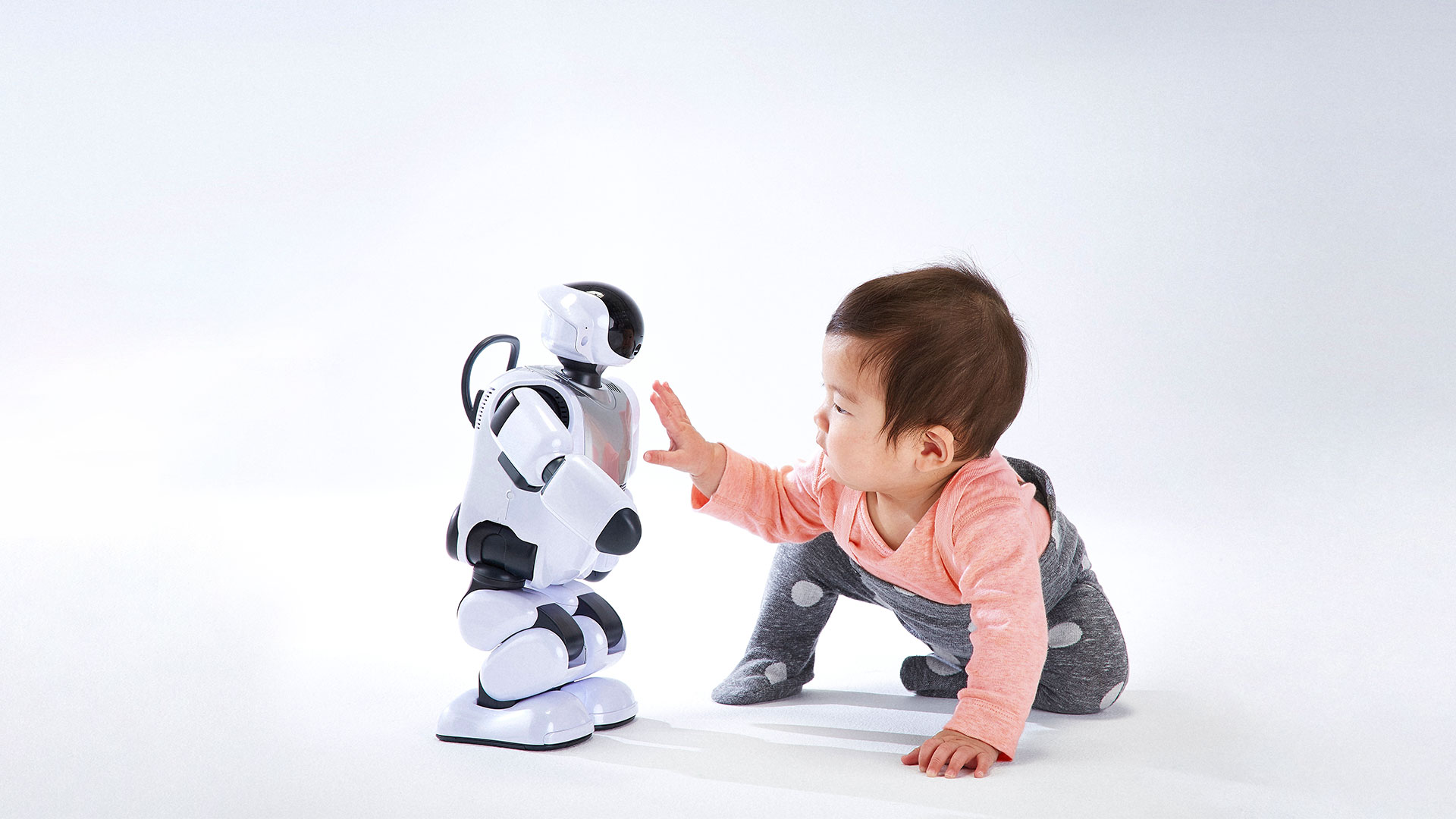 baby with robot
